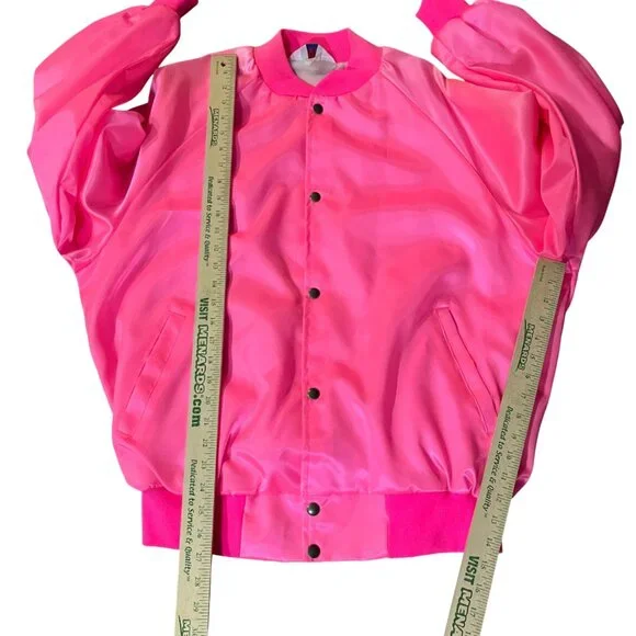 Vintage West Ark Pink Satin Bomber Jacket Women's XL Made in USA Used - Picture 8 of 16